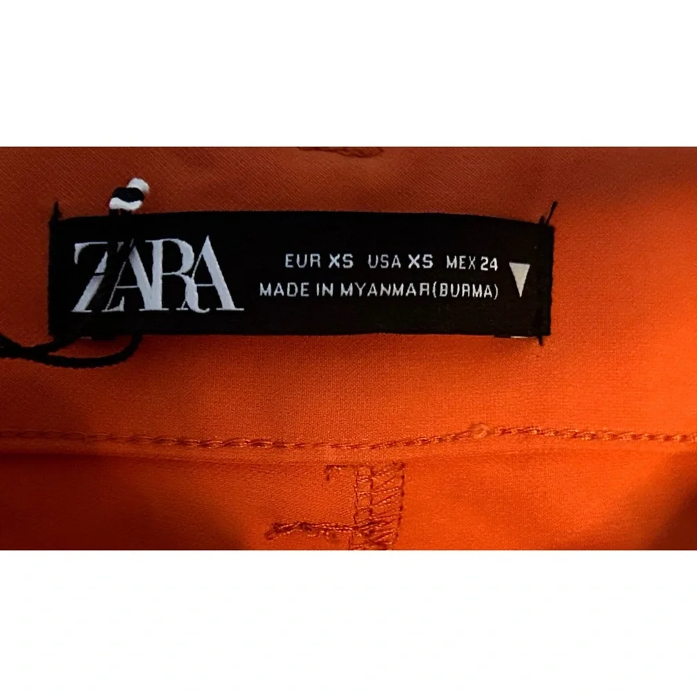 Zara Orange Cut-Out High Waist Flare Pants with Slits | Size 24 | NWOT